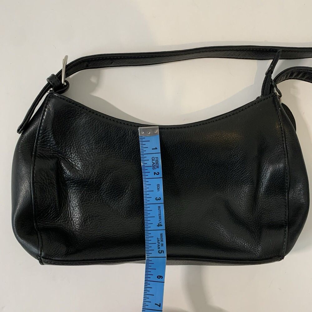 Vtg Rolfs Shoulder Bag Black Leather Purse Zipper Y2K Clean New Money Quiet Lux - Picture 13 of 13